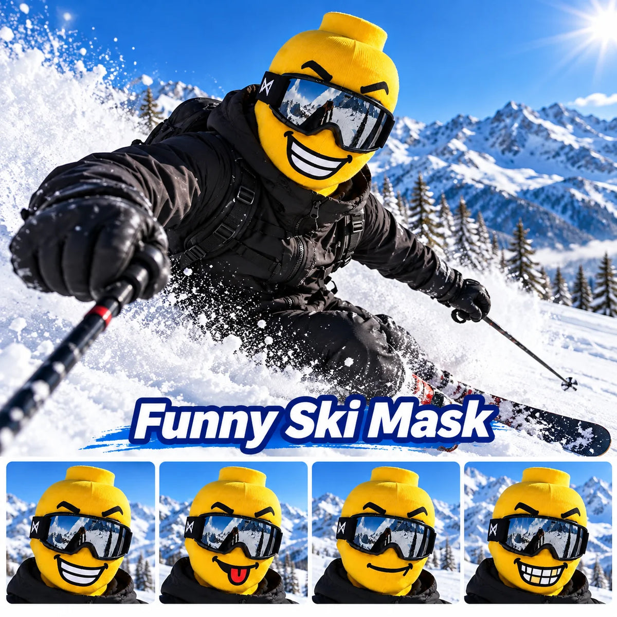 Funny Yellow Man Balaclava – 3D Funny Ski Mask