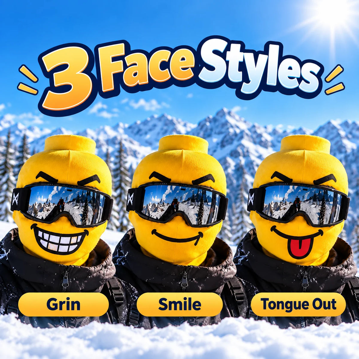 Funny Yellow Man Balaclava – 3D Funny Ski Mask